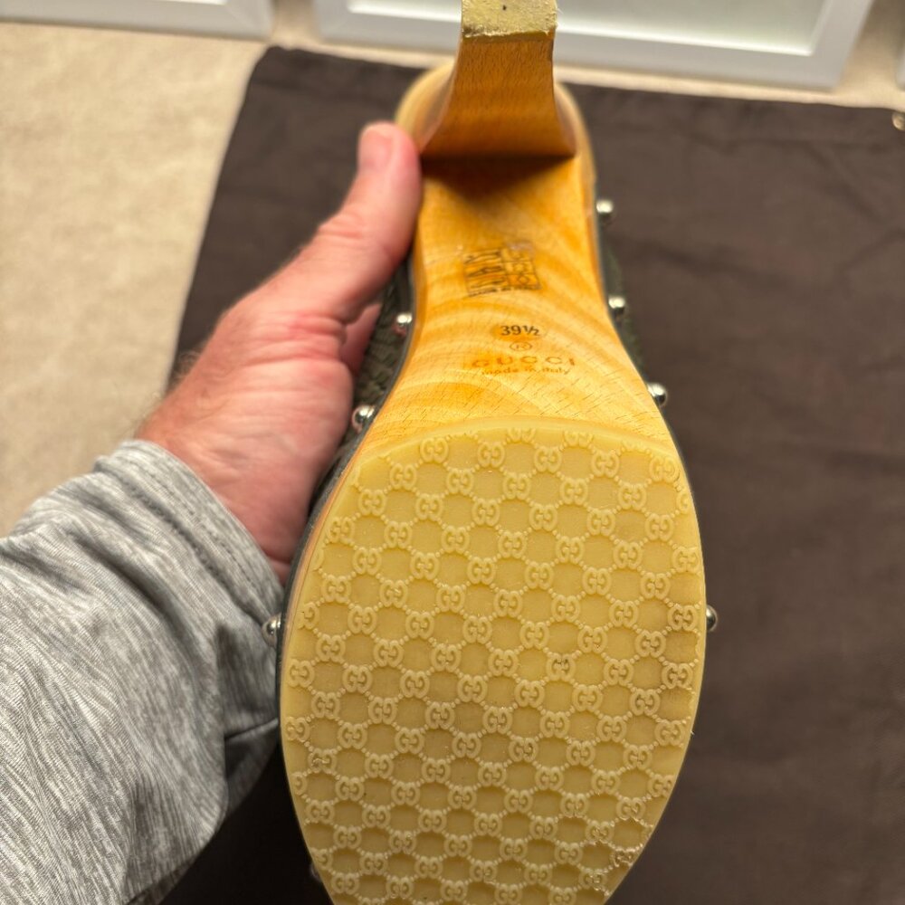 Gucci Mule Platforms in Python Snakeskin Green Le… - image 6